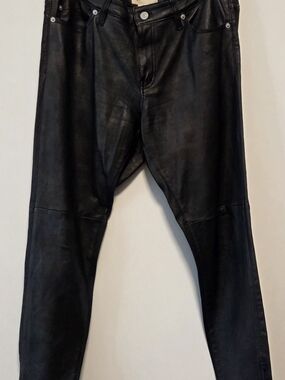 Denim & Supply Ralph Lauren Straight Leg Black Leather Jeans
